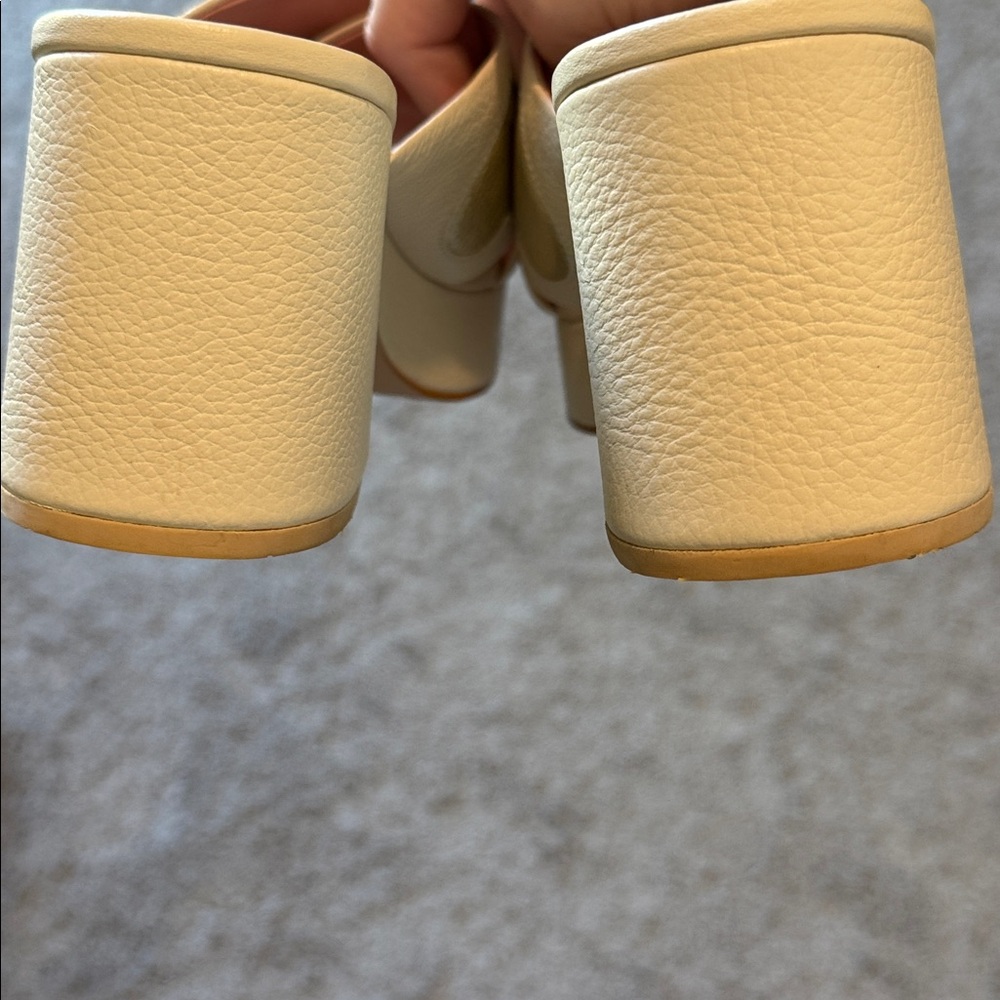 Butrich Ivory Gold Heart Platform Leather Sandal Size 38 - Picture 5 of 6